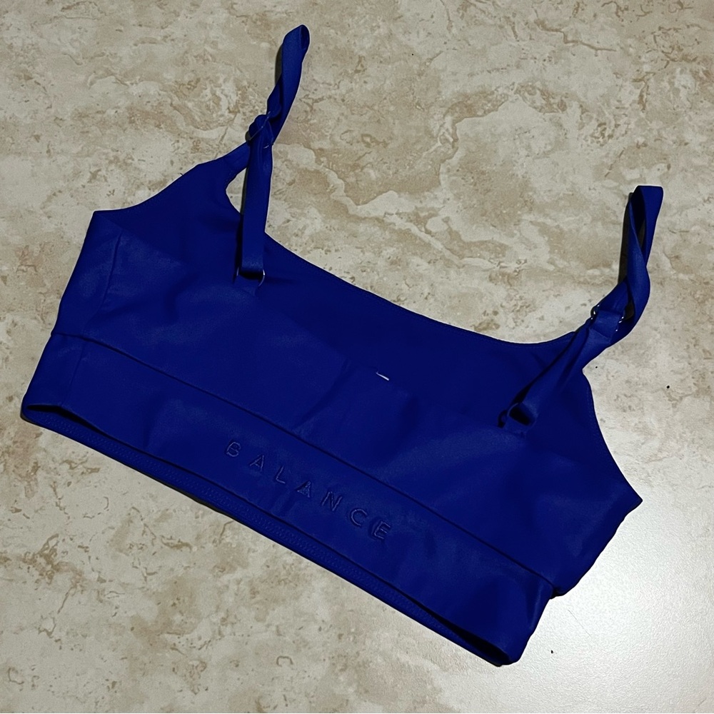 Balance Athletica Lustre Blue Sports Bra Size Medium